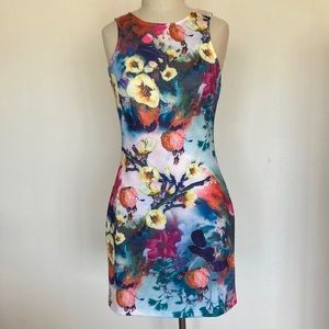 Vintage Y2K floral dress, exposed back zipper, marked L but fits like S